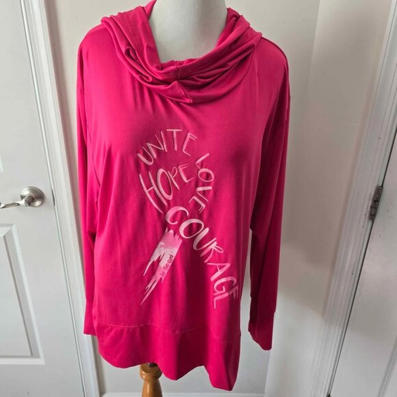Women Breast Cancer Long Sleeve Pink "United Hope Love Courage Hoodie - Picture 8 of 8